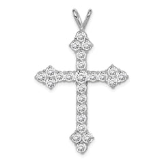 Sterling Silver Rhodium-plated CZ Cross Pendant QC3317