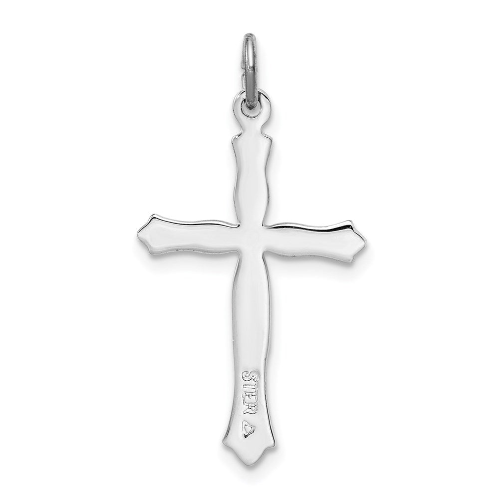 Sterling Silver Rhodium-plated and Vermeil Cross Pendant QC3354