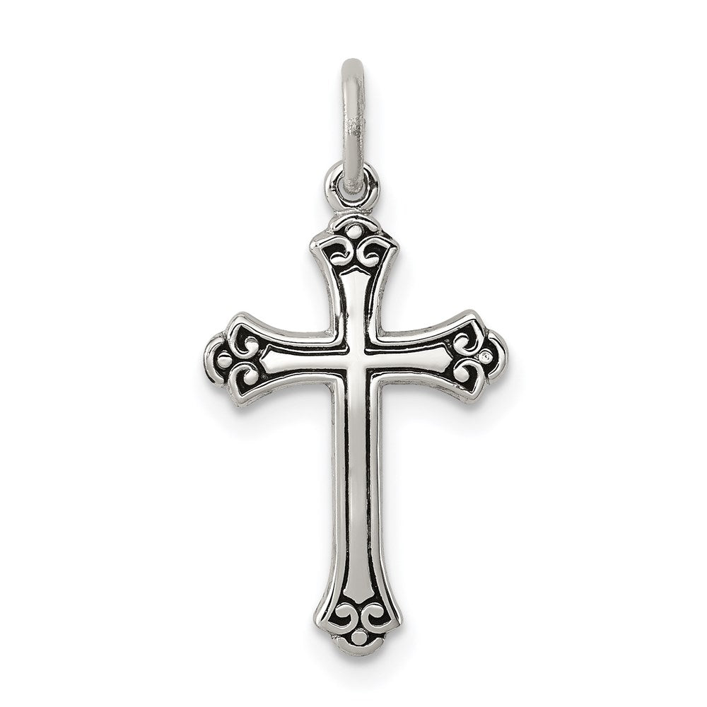 Sterling Silver Antiqued Cross Charm QC3357