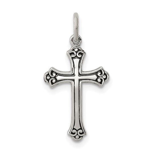 Sterling Silver Antiqued Cross Charm QC3357