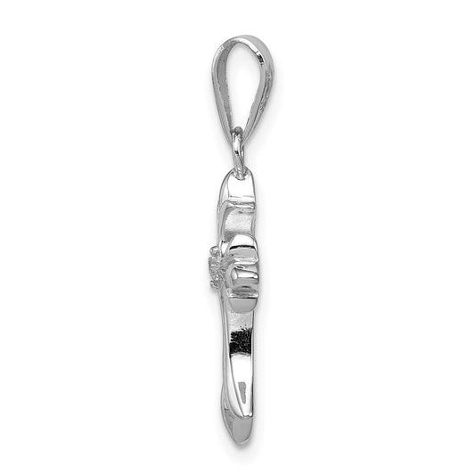 Sterling Silver Rhodium-plated CZ Cross Pendant QC3358