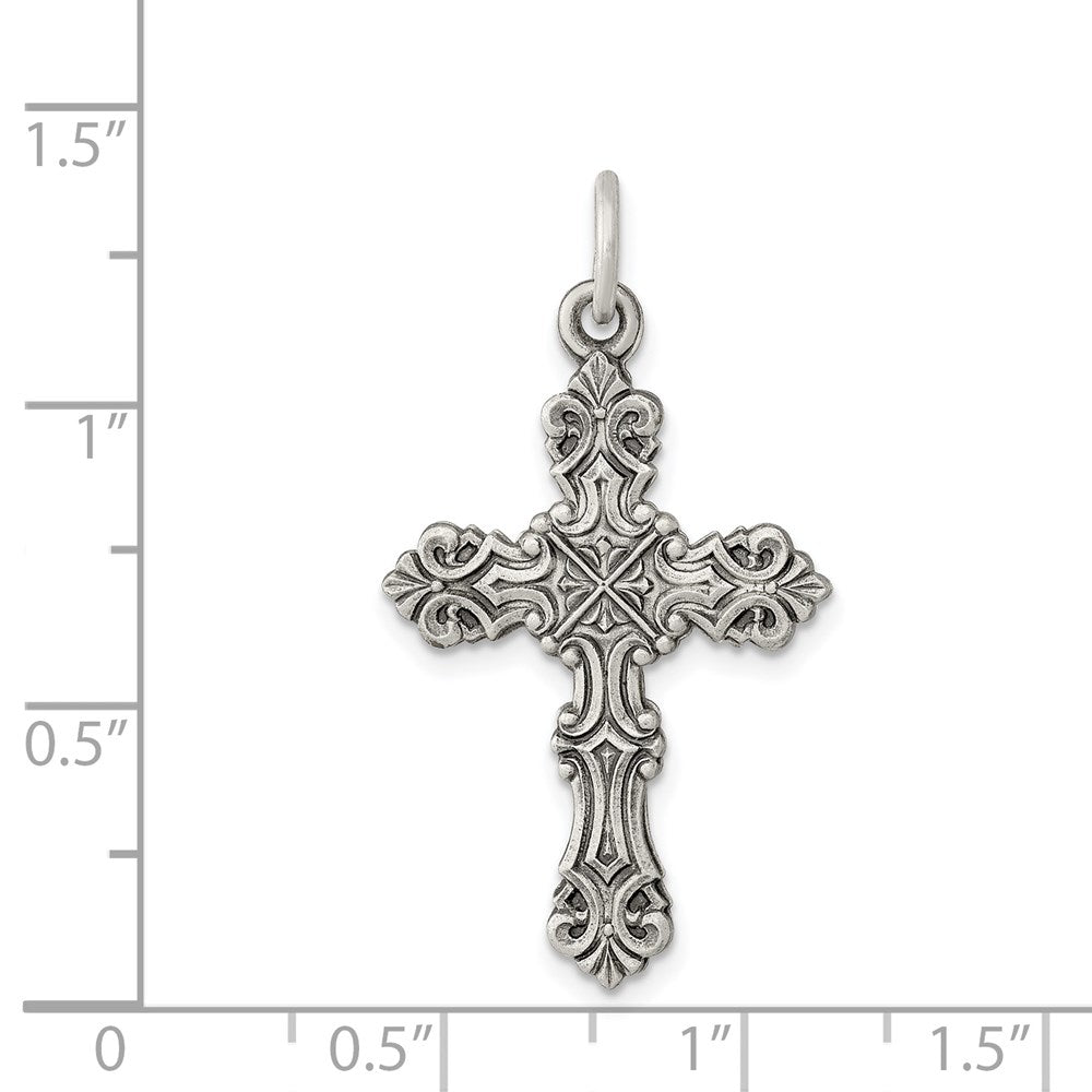 Sterling Silver Antiqued Cross Pendant QC3360