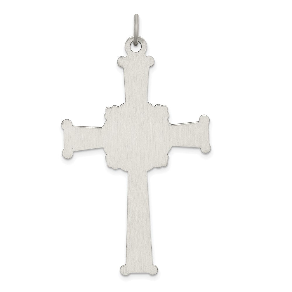 Sterling Silver Antiqued, Textured and Brushed Cross Pendant QC3361
