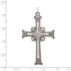 Sterling Silver Antiqued, Textured and Brushed Cross Pendant QC3361