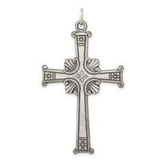 Sterling Silver Antiqued, Textured and Brushed Cross Pendant QC3361