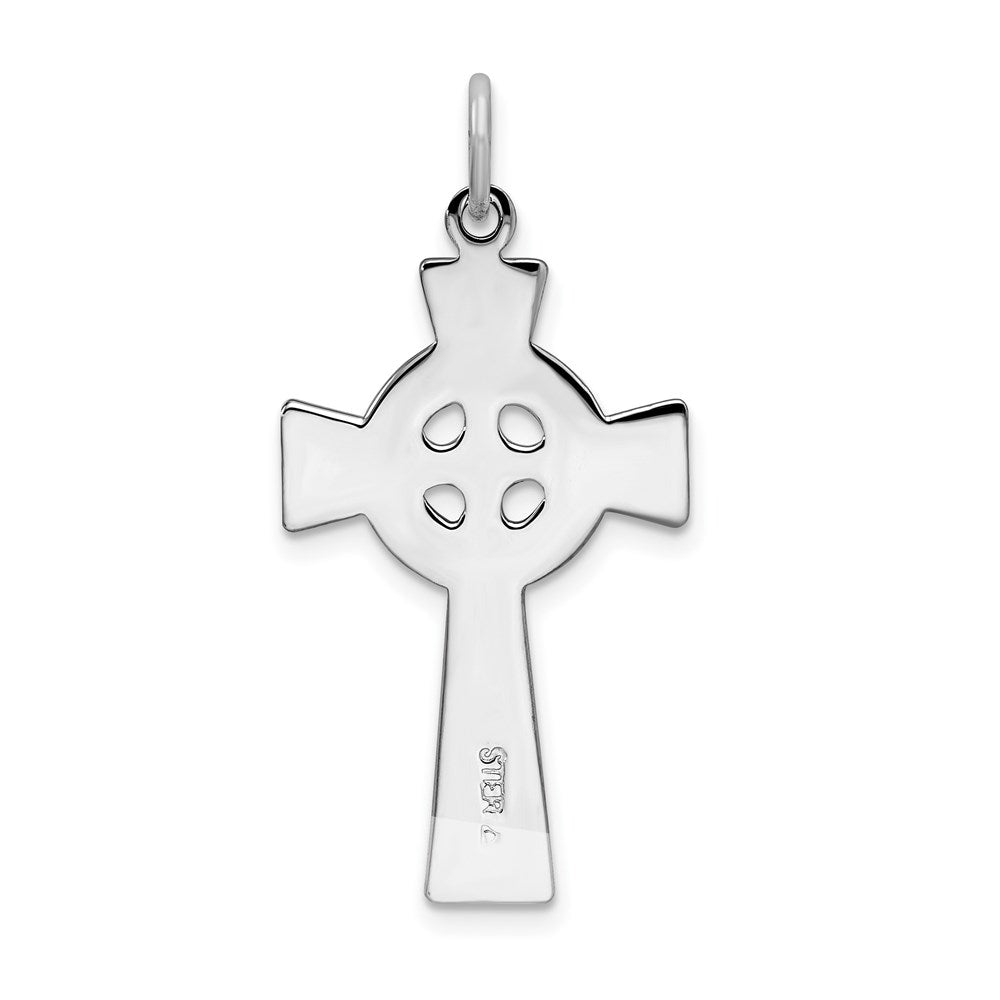 Sterling Silver Rhodium-plated Celtic Cross Pendant QC3368