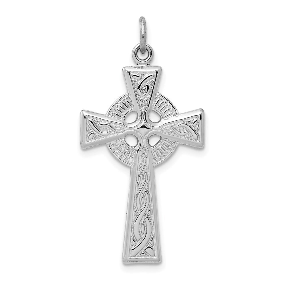 Sterling Silver Rhodium-plated Celtic Cross Pendant QC3368