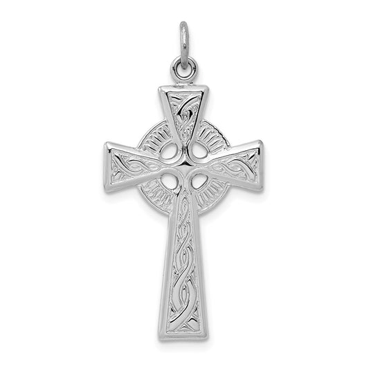 Sterling Silver Rhodium-plated Celtic Cross Pendant QC3368