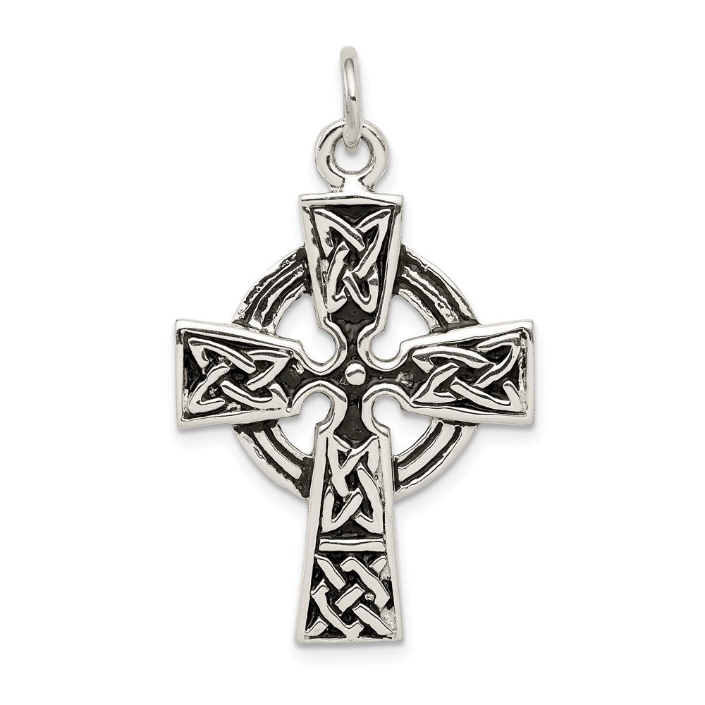 Sterling Silver Antiqued Celtic Cross Charm QC3369