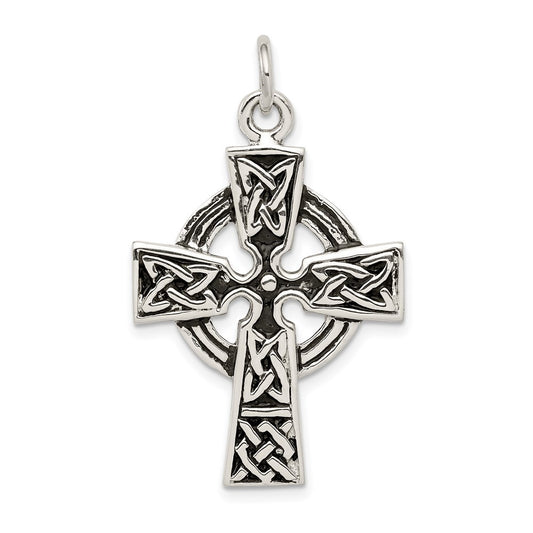 Sterling Silver Antiqued Celtic Cross Charm QC3369