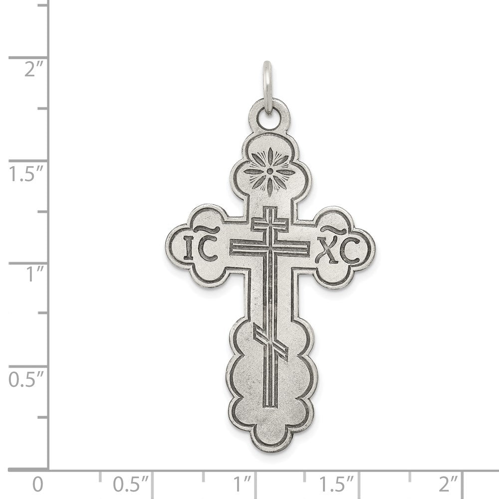 Sterling Silver Antiqued Eastern Orthodox Cross Charm QC3370
