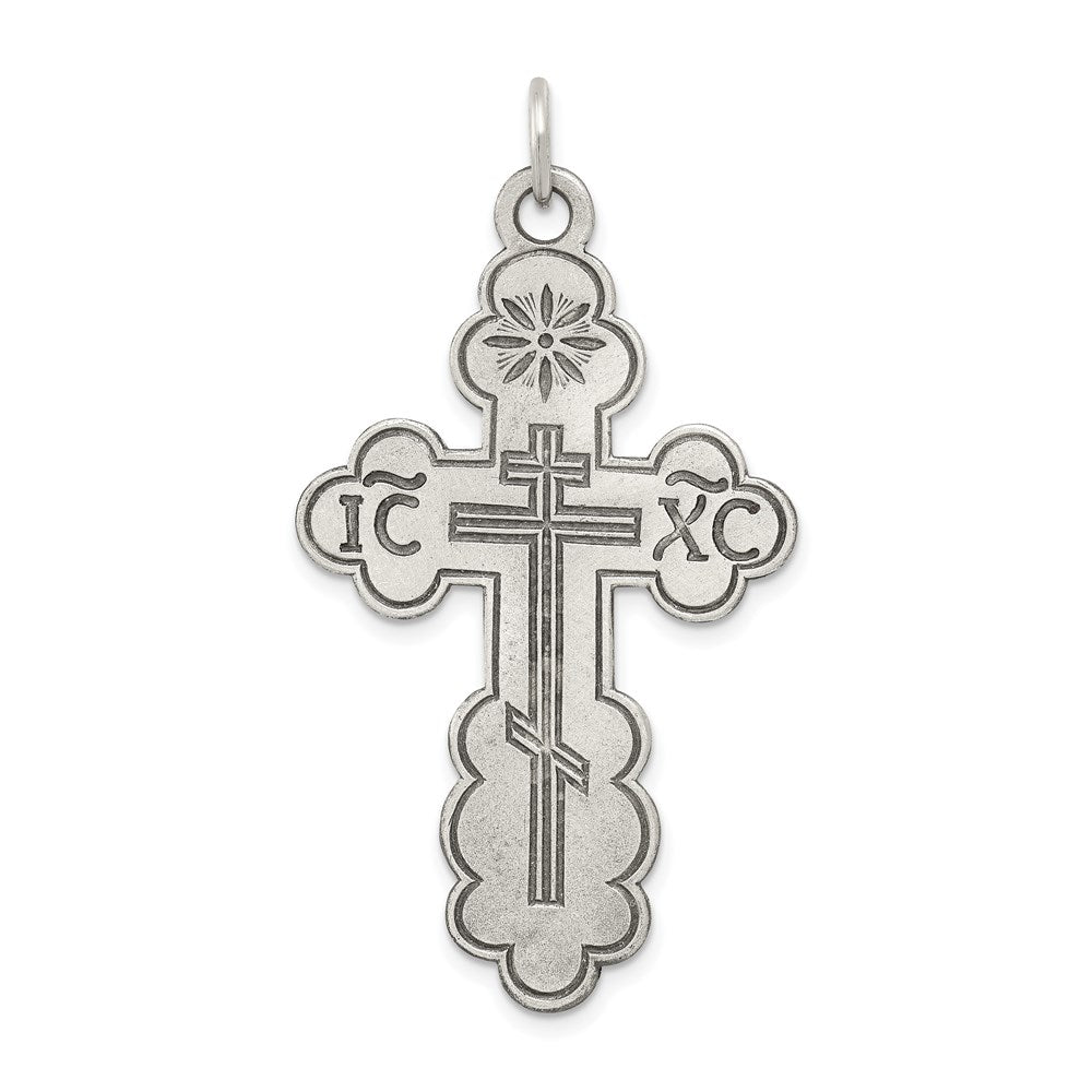 Sterling Silver Antiqued Eastern Orthodox Cross Charm QC3370