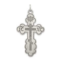 Sterling Silver Antiqued Eastern Orthodox Cross Charm QC3370