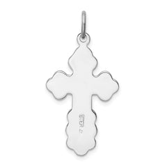 Sterling Silver Rhodium-plated Eastern Orthodox Blue Enamel Cross Pendant QC3372
