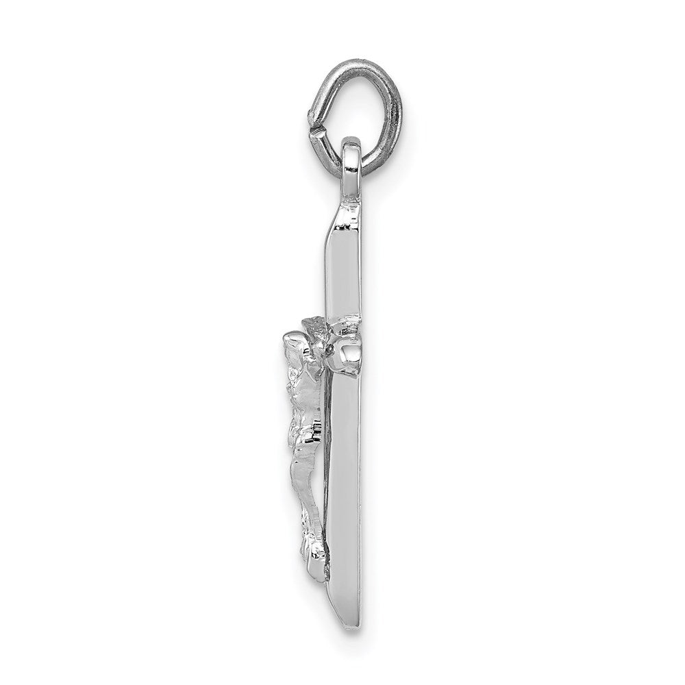 Sterling Silver Rhodium-plated Passion Crucifix Charm QC3379