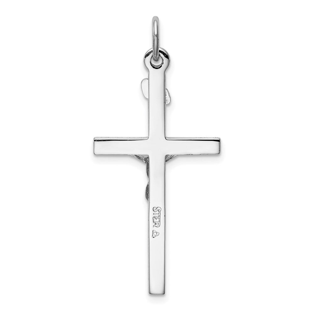 Sterling Silver Rhodium-plated INRI Crucifix Pendant QC3380