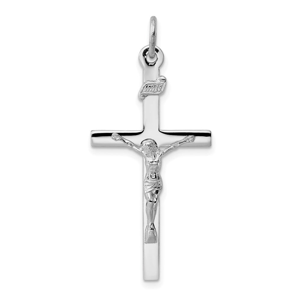 Sterling Silver Rhodium-plated INRI Crucifix Pendant QC3380