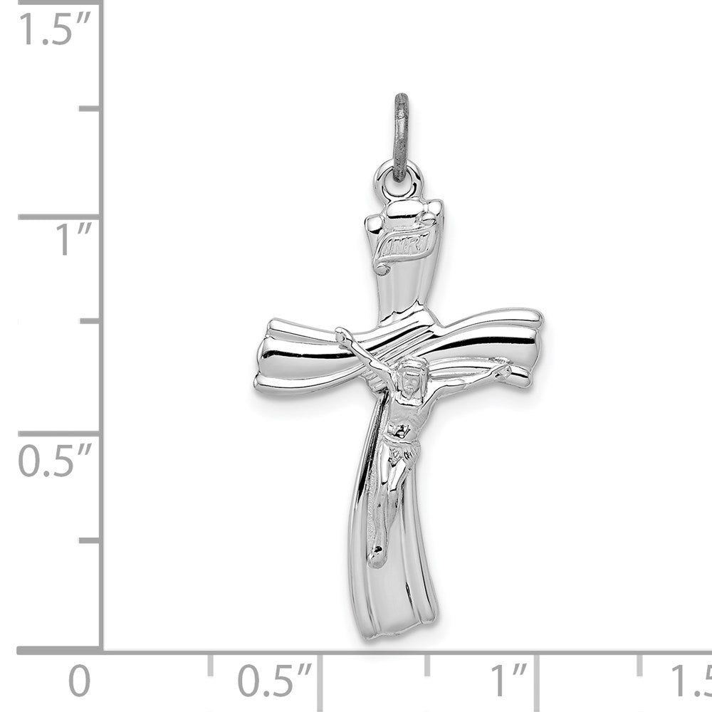Sterling Silver Rhodium-plated INRI Crucifix Pendant QC3384