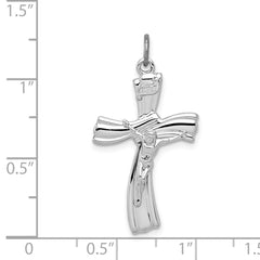 Sterling Silver Rhodium-plated INRI Crucifix Pendant QC3384