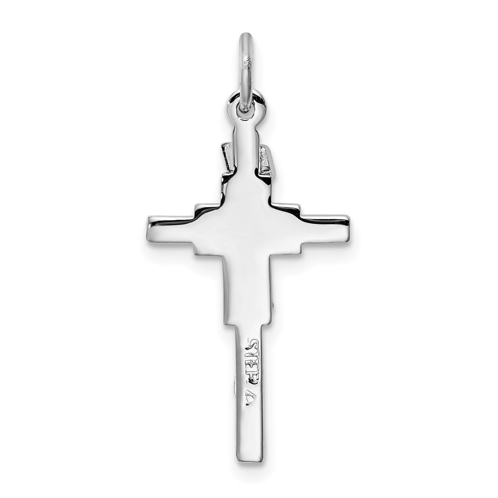 Sterling Silver Rhodium-plated & Vermeil INRI Crucifix Charm QC3385