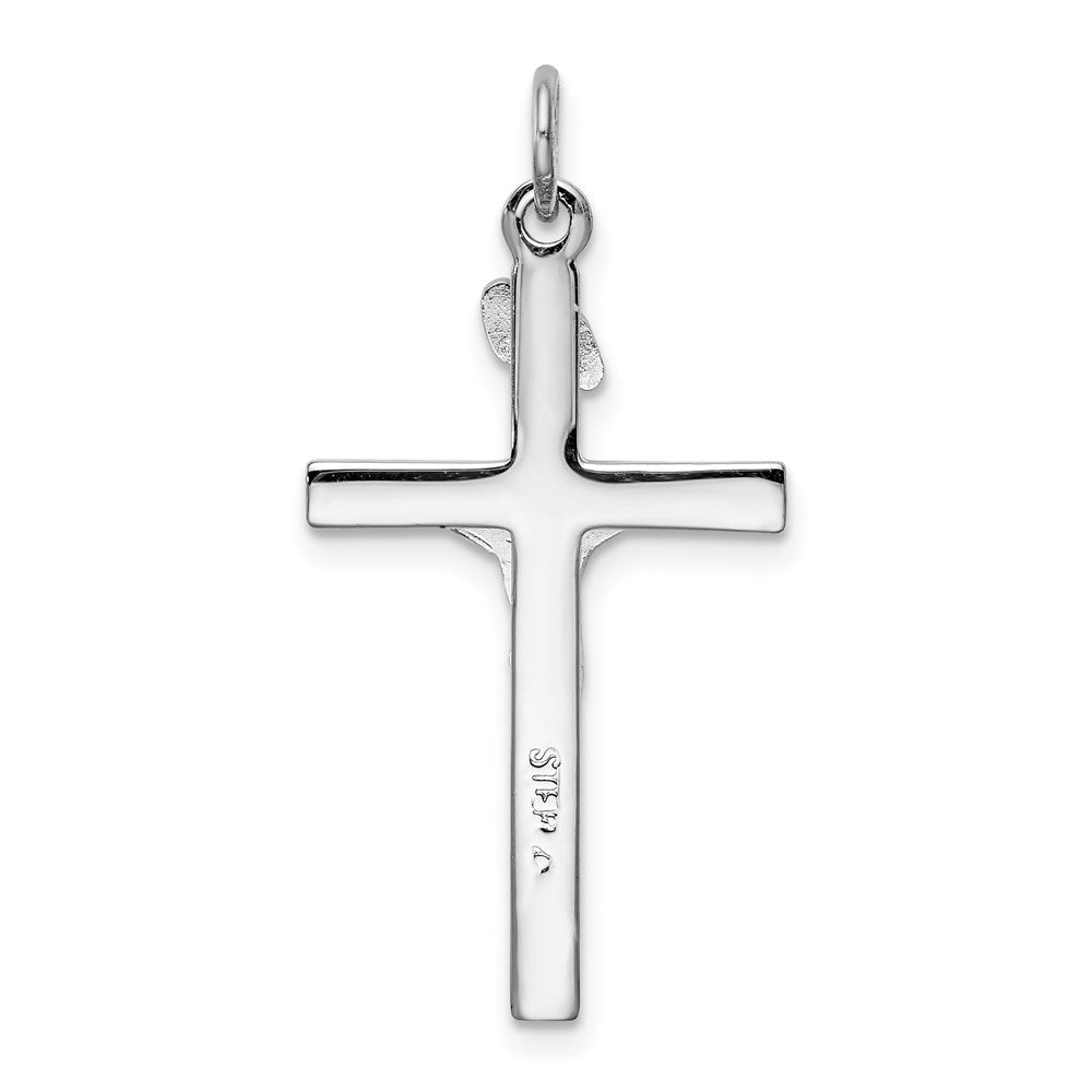Sterling Silver Rhodium-plated & Vermeil INRI Crucifix Charm QC3386