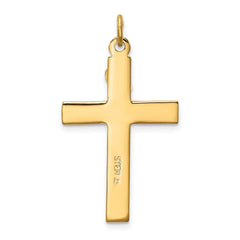 Sterling Silver Enamel w/Yellow Vermeil INRI Crucifix Charm QC3390