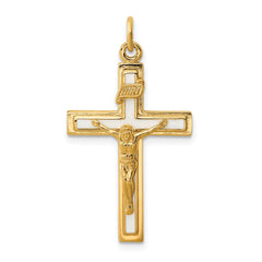 Sterling Silver Enamel w/Yellow Vermeil INRI Crucifix Charm QC3390