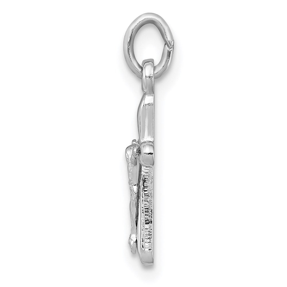 Sterling Silver Rhodium-plated Crucifix Charm QC3393