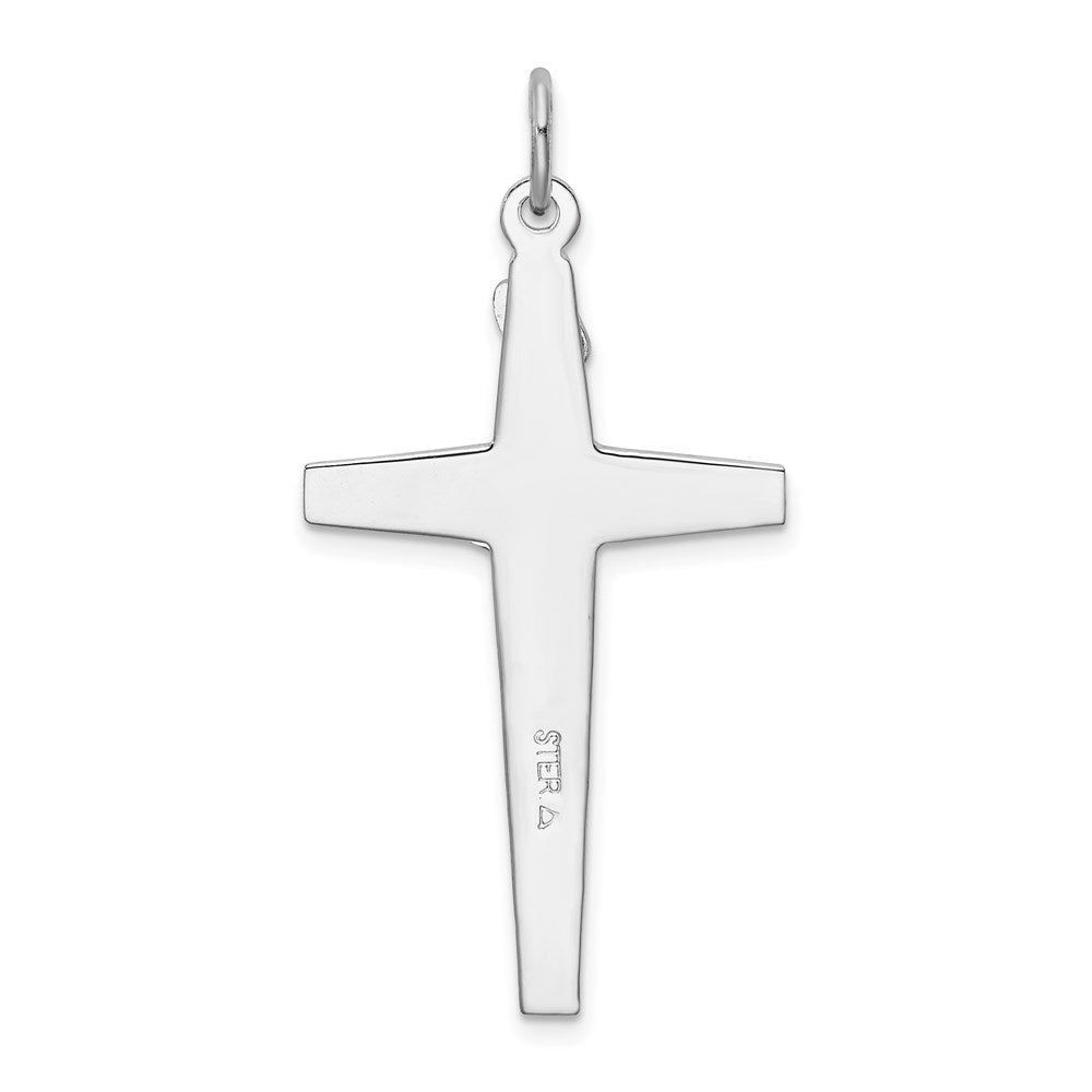 Sterling Silver Rhodium-plated Enameled Crucifix Pendant QC3396