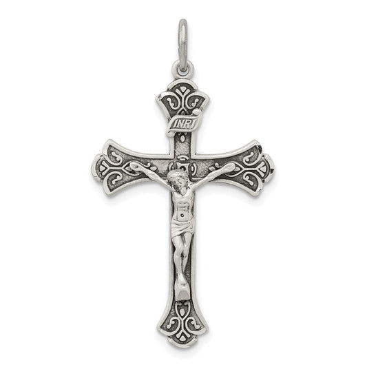 Sterling Silver Antiqued INRI Crucifix Pendant QC3418