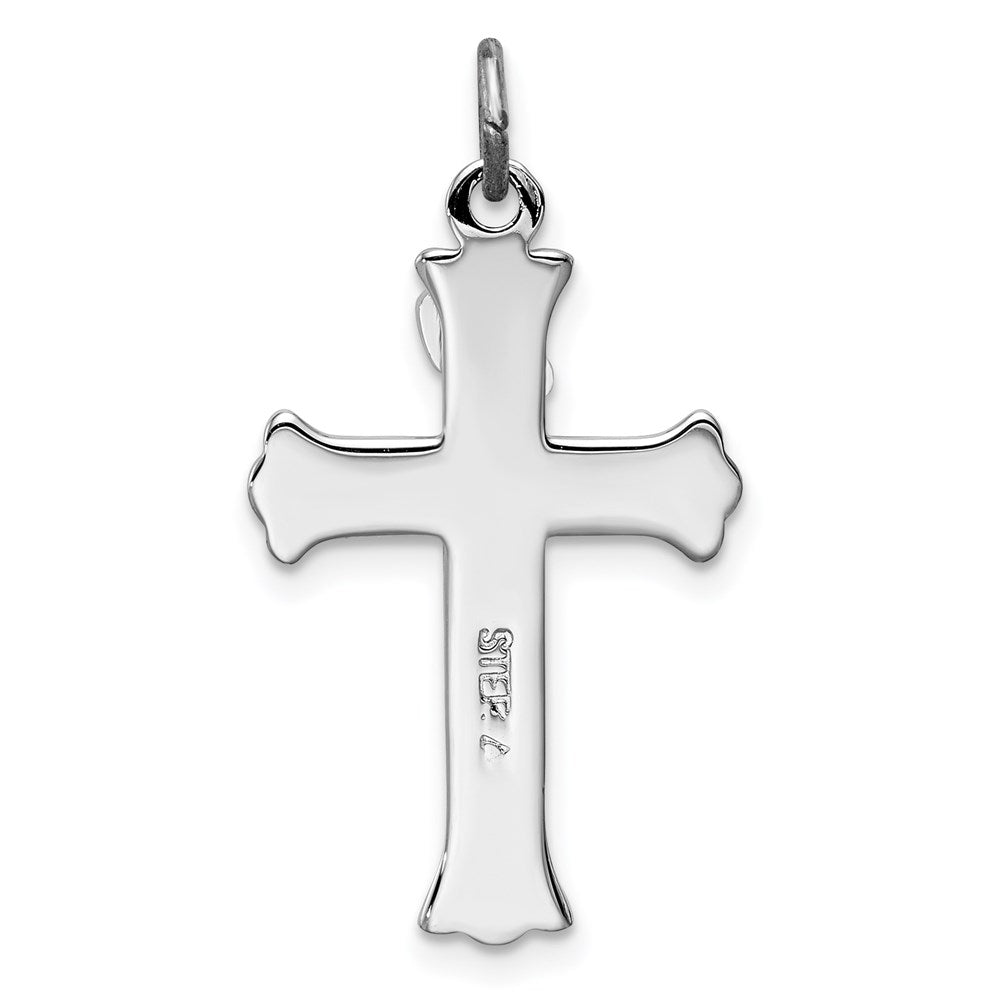 Sterling Silver Rhodium-plated Enameled INRI Crucifix Charm QC3423