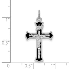 Sterling Silver Rhodium-plated Enameled INRI Crucifix Charm QC3423
