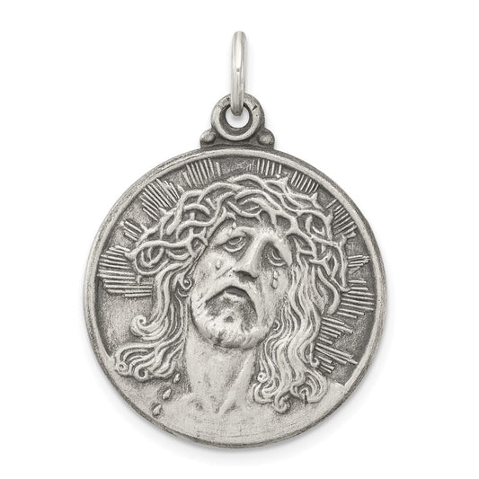 Sterling Silver Antiqued Ecce Homo Medal QC3443