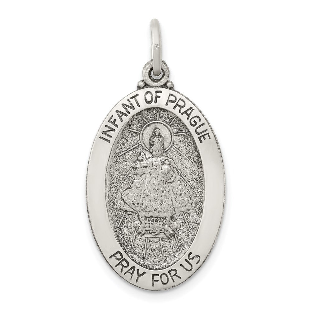 Sterling Silver Antiqued Infant of Prague Medal QC3450