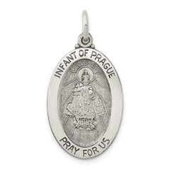 Sterling Silver Antiqued Infant of Prague Medal QC3450