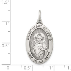 Sterling Silver Antiqued Sacred Heart of Jesus Medal QC3456