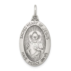 Sterling Silver Antiqued Sacred Heart of Jesus Medal QC3456