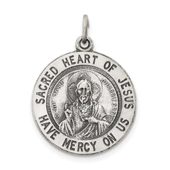 Sterling Silver Antiqued Sacred Heart of Jesus Medal QC3459