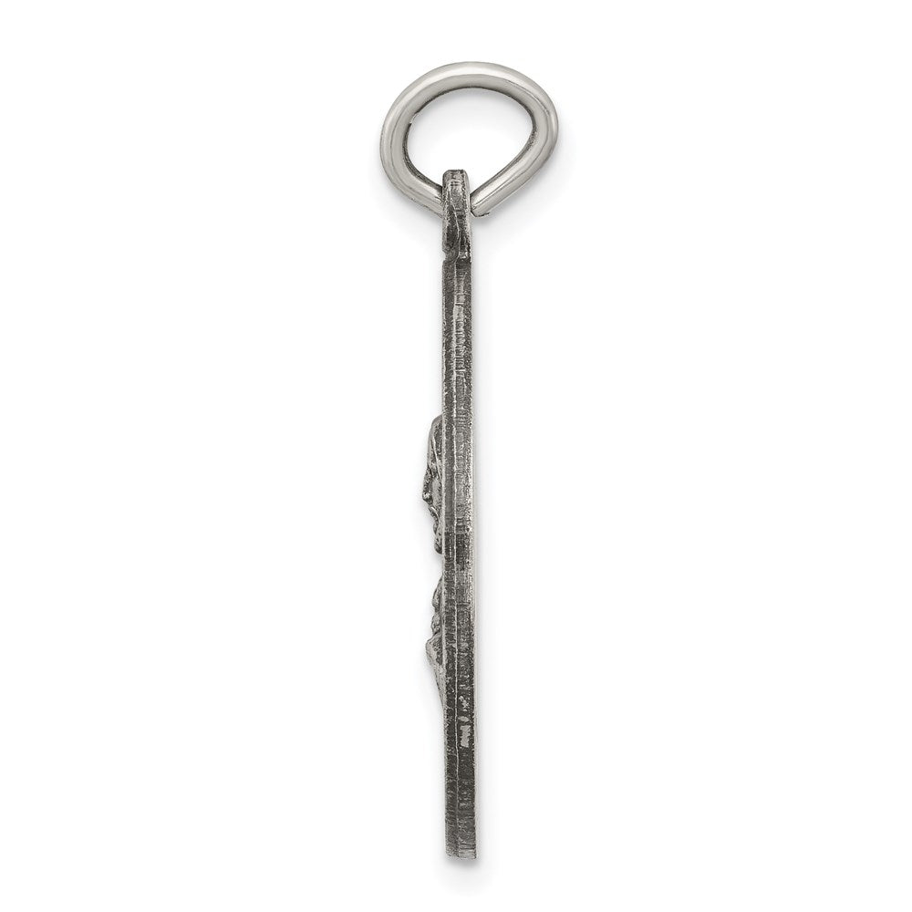 Sterling Silver Antiqued Sacred Heart of Jesus Medal QC3460