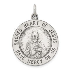 Sterling Silver Antiqued Sacred Heart of Jesus Medal QC3460