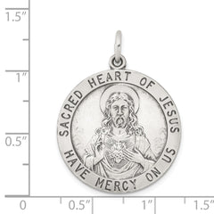 Sterling Silver Antiqued Sacred Heart of Jesus Medal QC3461