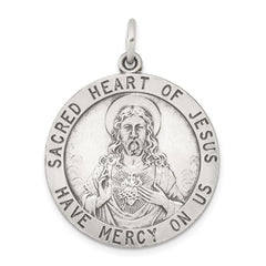 Sterling Silver Antiqued Sacred Heart of Jesus Medal QC3461