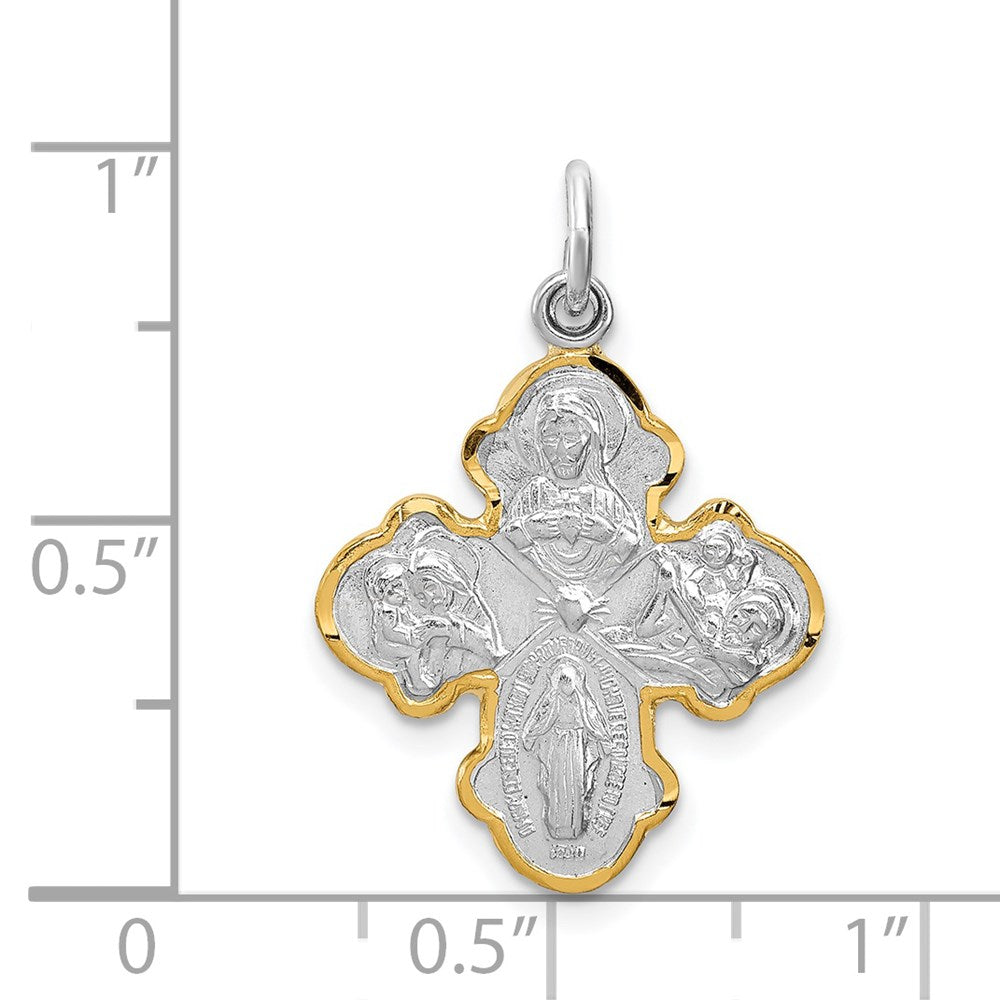 Sterling Silver Rhodium-plated & Vermeil 4-way Medal QC3462