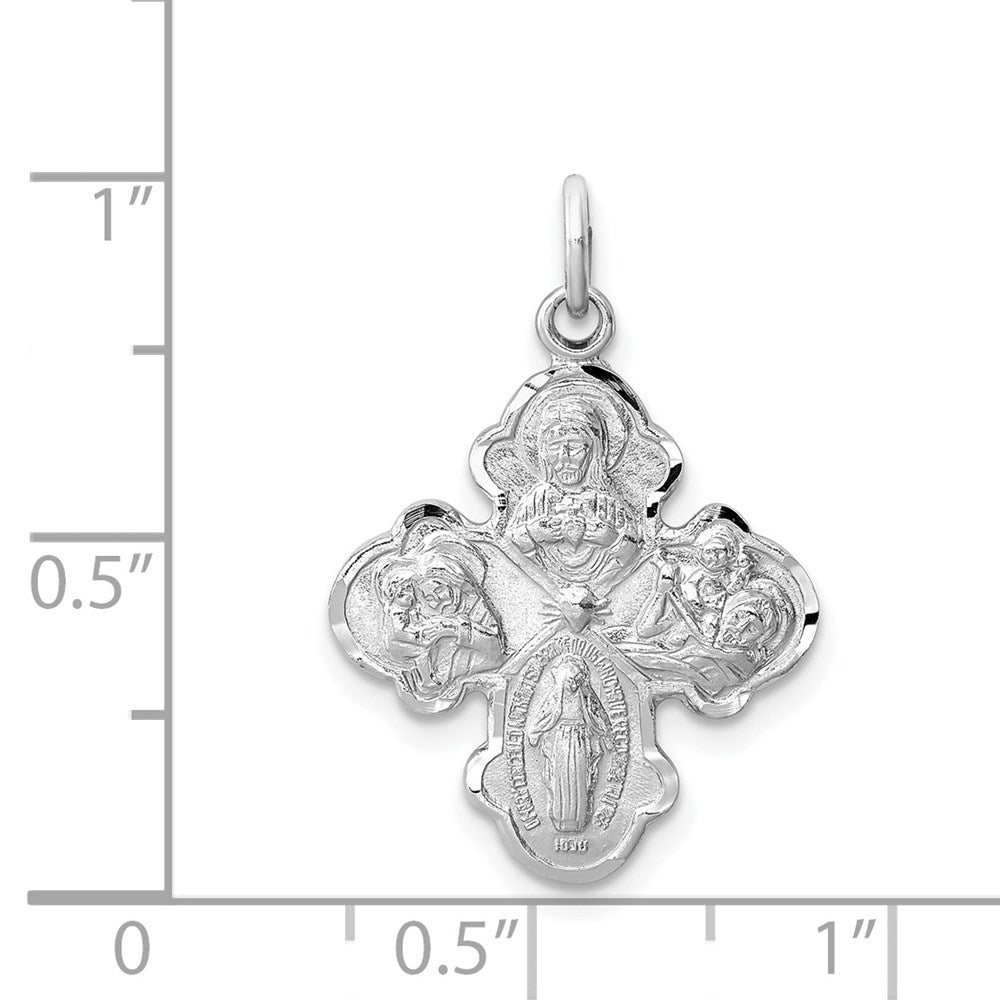 Sterling Silver Rhodium-plated Satin 4-way Medal QC3464