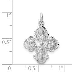Sterling Silver Rhodium-plated Satin 4-way Medal QC3464