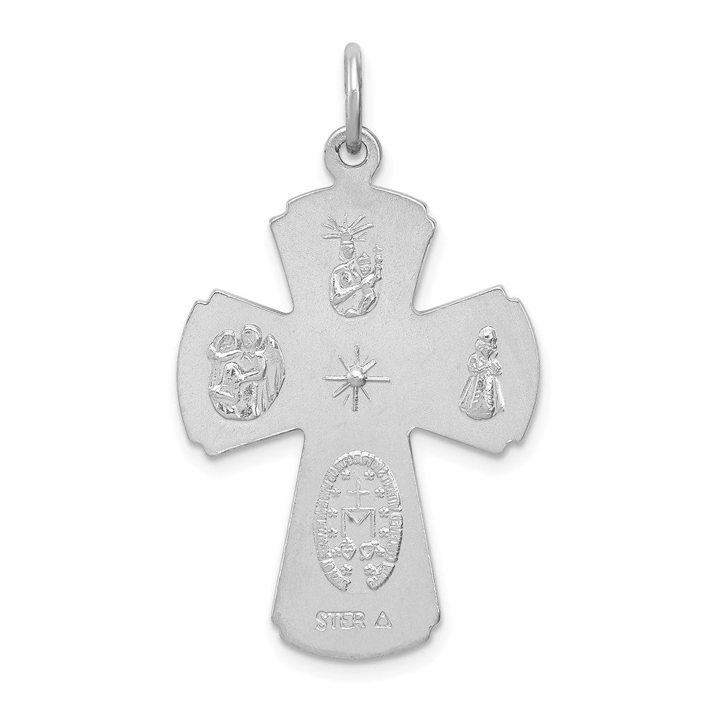 Sterling Silver Rhodium-plated Satin Cross Pendant QC3465