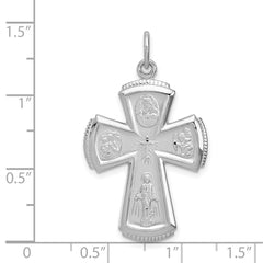 Sterling Silver Rhodium-plated Satin Cross Pendant QC3465