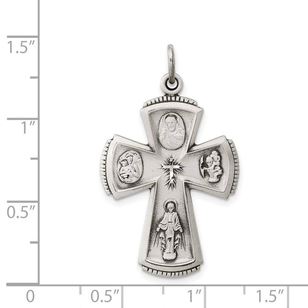 Sterling Silver Antiqued Cross Pendant QC3467