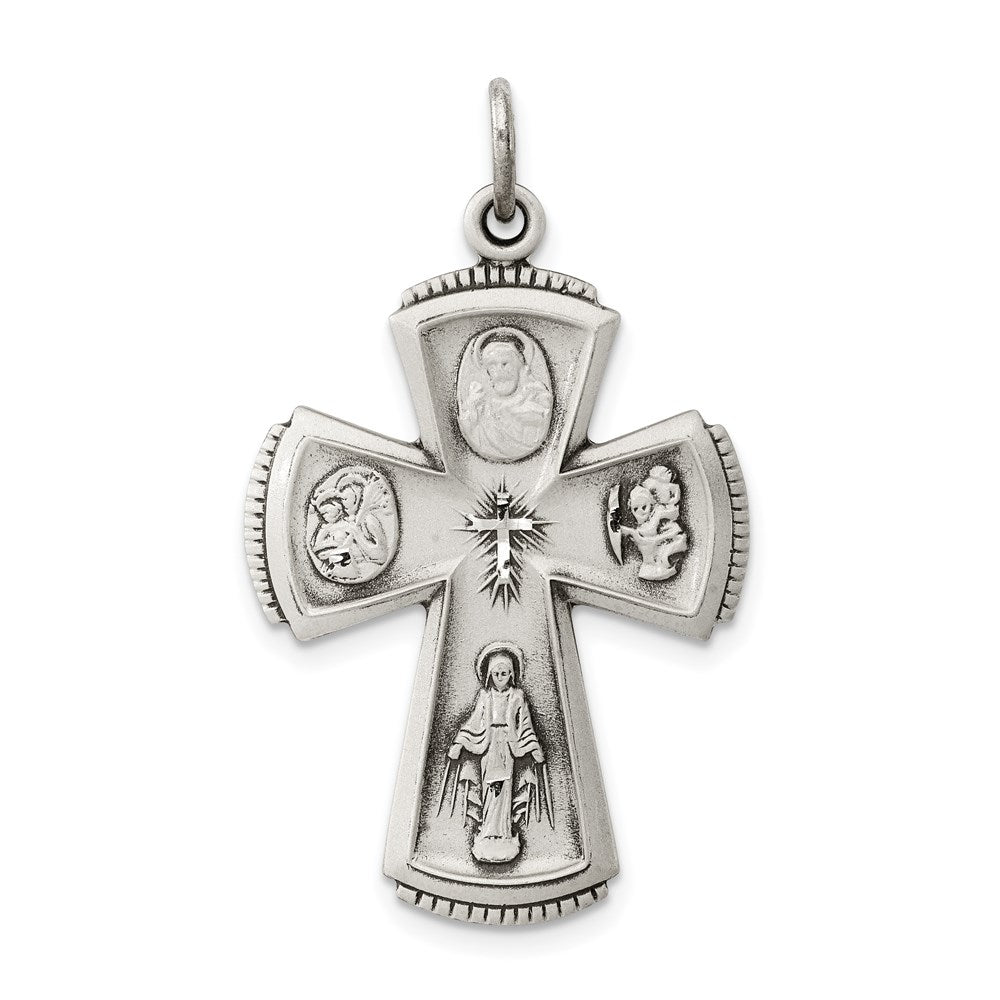 Sterling Silver Antiqued Cross Pendant QC3467