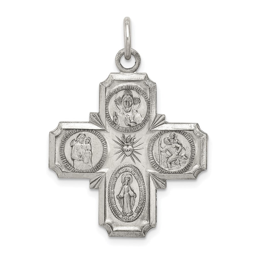 Sterling Silver Antiqued 4-way Medal QC3468
